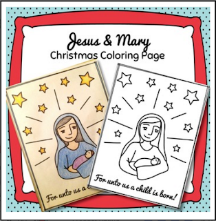 Mary and Jesus Coloring Page 