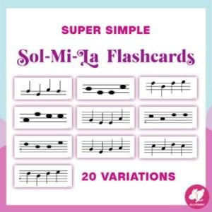SOL MI LA Flashcards - Super Simple with Noteheads and Quarter Notes